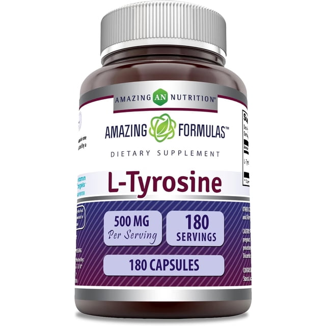 Amazing Formulas L-Tyrosine | 500 Mg Per Serving | 180 Servings | 180 Capsules