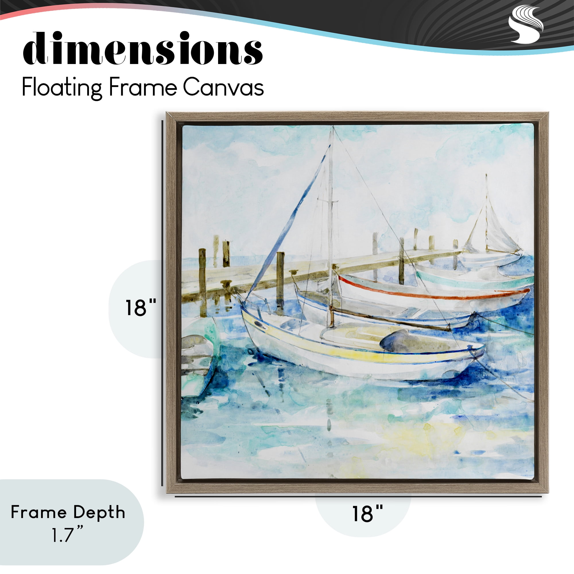 Stupell Industries Docked Sails on Stormy Seas Brown Framed Floater Canvas Wall Art, design by Lorenzo Collective