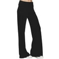 thumbnail image 3 of Jalioing Pajama Pants for Women Yoga Pants Pleated High Waist Wide Leg Straight Trousers Light Flowy Leisure Slacks (Medium, Black), 3 of 8