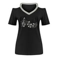 thumbnail image 4 of Pompotops Mode Femme Été V-Cou Manches Courtes Froid Épaule Blouse T-Shirt Causal Impression Tops, 4 of 5