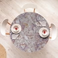 thumbnail image 4 of Ambesonne Floral Design Fitted Round Tablecloth, Linear Vintage Damask, 56"- 60" Diameter, Pale Ruby Pale Sepia, 4 of 5