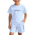 thumbnail image 6 of CUZIBR Toddler Kids Outfit Sets Girls Casual Loose Short Sleeve O-Neck T-Shirts Shorts Letter Print Comfortable Everyday Wear Kids Clothes Sets,Light Blue,11-12 Years, 6 of 7