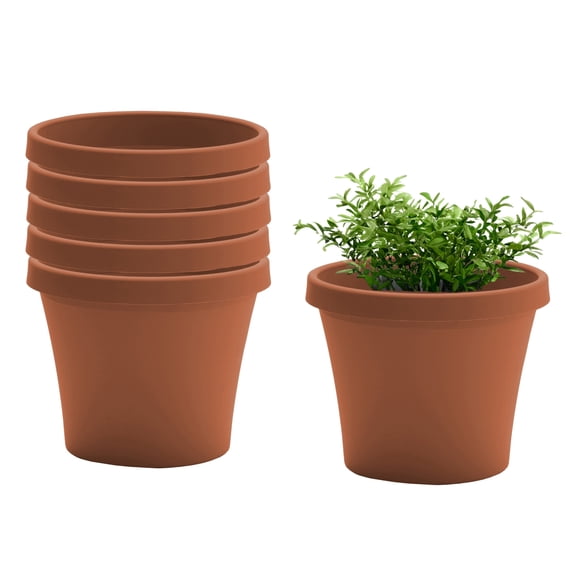 Bloem Terra 12" Plastic Planter, 3.5 Gallon, Terra Cotta, 6-Pack