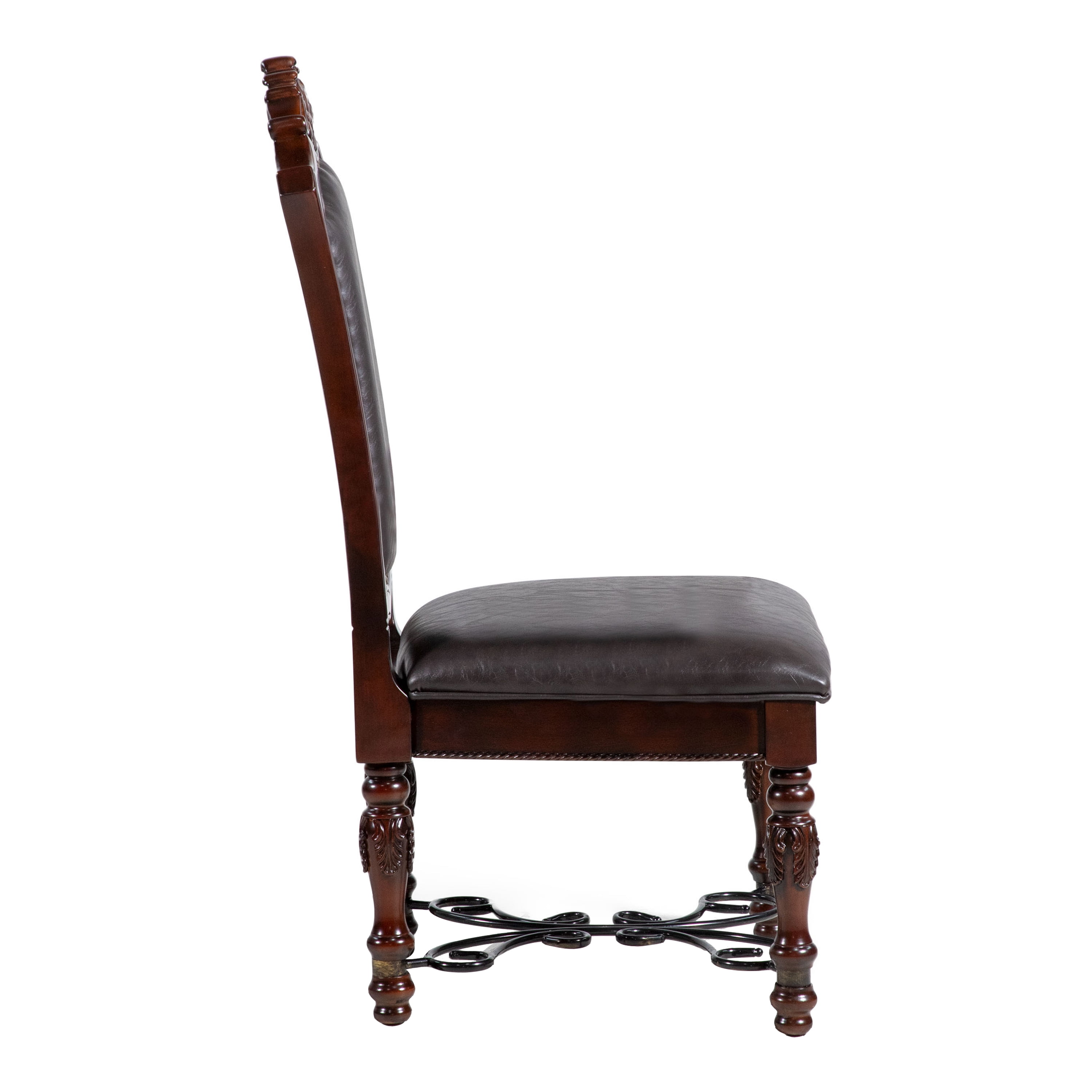 Furniture of America Cato Nailhead Wood Brown Cherry and Black Side Chairs (Set of 2)