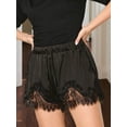thumbnail image 4 of LMLYSoH Women's Mini Shorts Lace Patchwork Drawstring Elastic Waist Casual Summer Lounge Shorts, 4 of 9