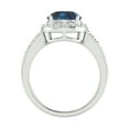 thumbnail image 3 of V3 Jewelry 2.80 Carat Natural London Blue Topaz and Natural White Topaz in Sterling Silver Halo Ring for Women, 3 of 7