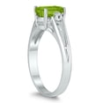 thumbnail image 2 of SZUL Women's 8X6MM Peridot and Diamond Open Three Stone Ring in 10K White Gold, 2 of 4