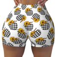 thumbnail image 2 of Lsque plaid Pumpkin Daisy Pattern High Waisted Biker Shorts for Women-Tummy Control Fitness Athletic Workout Running Yoga Gym Shorts,Moisture-Wicking-Small, 2 of 9