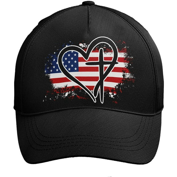 Patriotic Adjustable Snapback Baseball Cap for Men Women, Cross American Flag Trucker Hats Classic Caps Dad Hat Gifts