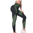 thumbnail image 4 of Women's High Waisted Yoga Pants, Color Block Tapered Workout Leggings, Butt Lifting Seamless Sports Pants with Side Stripes, Breathable Running Gym Tights for Women-Green, 4 of 9