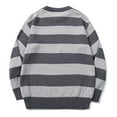 thumbnail image 5 of DHFJKG Men's Color Block Striped Sweaters Loose Fit Long Sleeve Crewneck Pullover Autumn Winter Casual Jumper Tops, 5 of 5