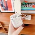 thumbnail image 2 of Cute Airpod 2/1 Clear Case with Keychain, Cartoon Doodle Smiley Face Design Soft Silicone Smooth Shockproof Compatible with Airpods 2 & 1 Charging Case for Girls Kids Women-Smile F, 2 of 11