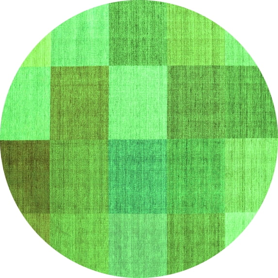 Ahgly Company Indoor Round Checkered Green Modern Area Rugs, 5' Round