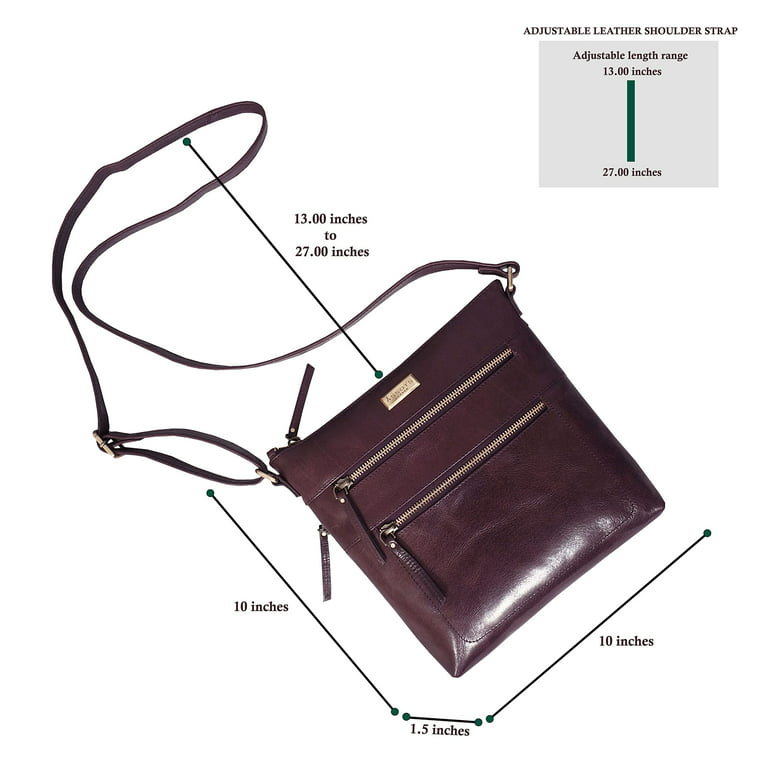 RFID Blocking Genuine Leather Crossbody Bag With Shoulder Strap