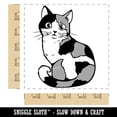 thumbnail image 2 of Cute and Curious Spotted Calico Cat Square Rubber Stamp Stamping Scrapbooking Crafting - Large 2.75in, 2 of 7