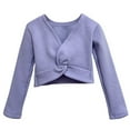 thumbnail image 6 of Girls Ballet Wrap Top Dance Dress Cover up Long Sleeve Cotton Dance Shrug Dance Leotard for Kids, 6 of 6