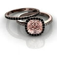 thumbnail image 2 of 2.00 carat Real Morganite Ring Halo Bridal Set on Sterling Silver with 18k Gold Plating, 2 of 3