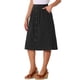 thumbnail image 4 of Faldas Midi INSPIRE CHIC para Mujeres, Casual, Cintura Alta Elástica, con Botones, Plisadas, en Línea A, Vestido con Bolsillos, S Negro, 4 of 6