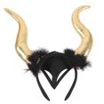 thumbnail image 2 of Devil Horn Headband Costume Accessory For Kids And Adults Extra Large Golden Horn Shape Decorations For Halloween 1Set, 2 of 5