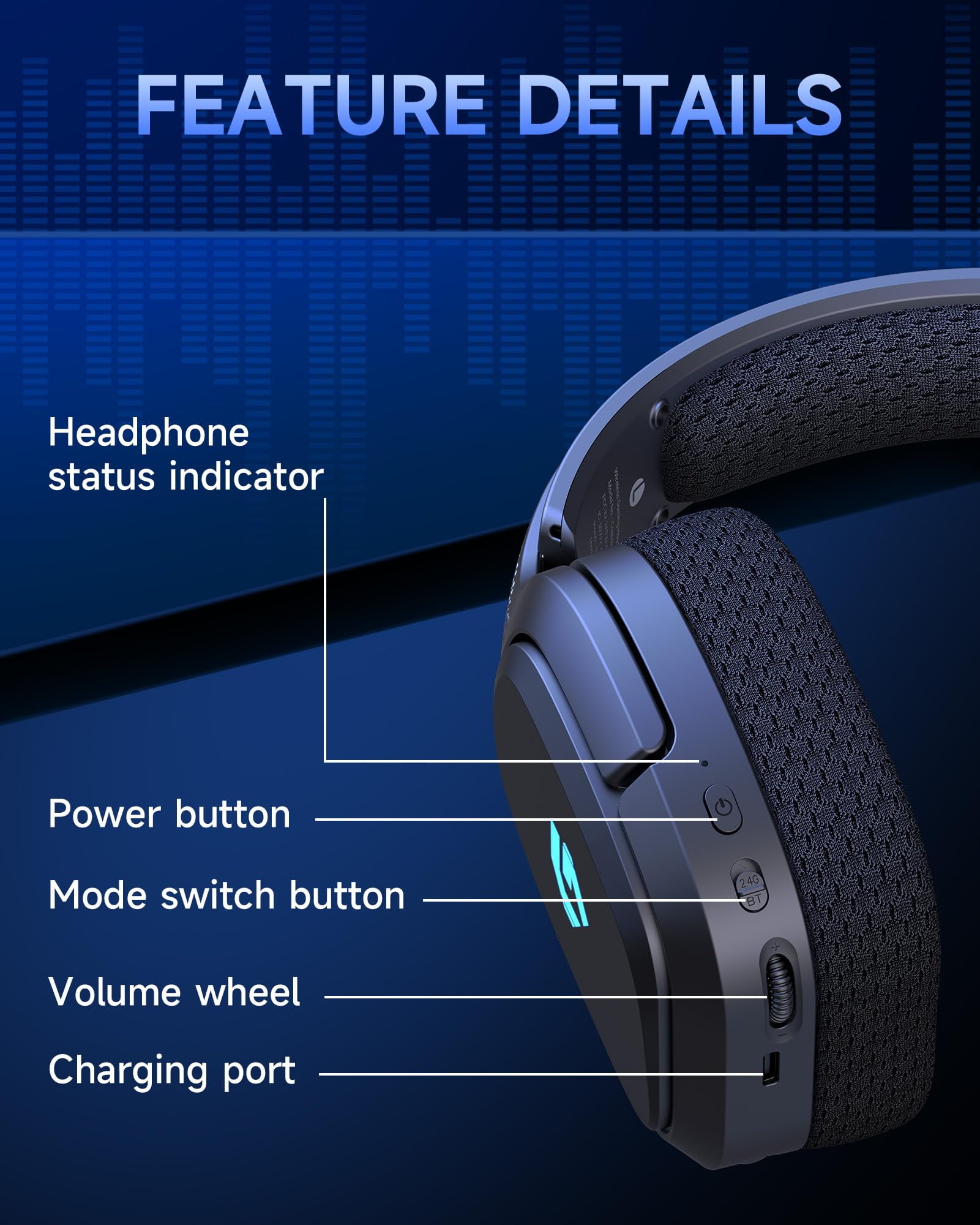 Captain 700 Pro Gaming Headset for PS5,PS4,PC,Switch, Wireless gaming Headphones with Noise-Canceling Flip Mic, 3.5mm Wired Mode for Xbox Series,LED Light,Black