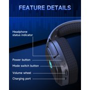 Captain 700 Pro Gaming Headset for PS5,PS4,PC,Switch, Wireless gaming Headphones with Noise-Canceling Flip Mic, 3.5mm Wired Mode for Xbox Series,LED Light,Black