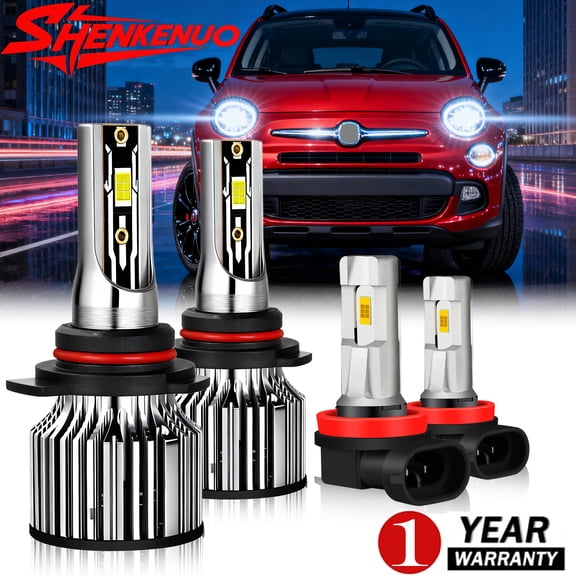 4pcs For Fiat 500X 2016-2019 9012 LED Headlight Bulb High Low Beam H11 Fog light 6500K Bright White