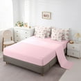 thumbnail image 6 of Homewish Retro Bow Ribbon 7pcs Bedding Comforter Set,Geometric Polka Dot Queen Bedding Sets,Pink Gray Queen Sheet Sets For Chgirls Kids,Super Cozy Room Decor Reversible, 6 of 9