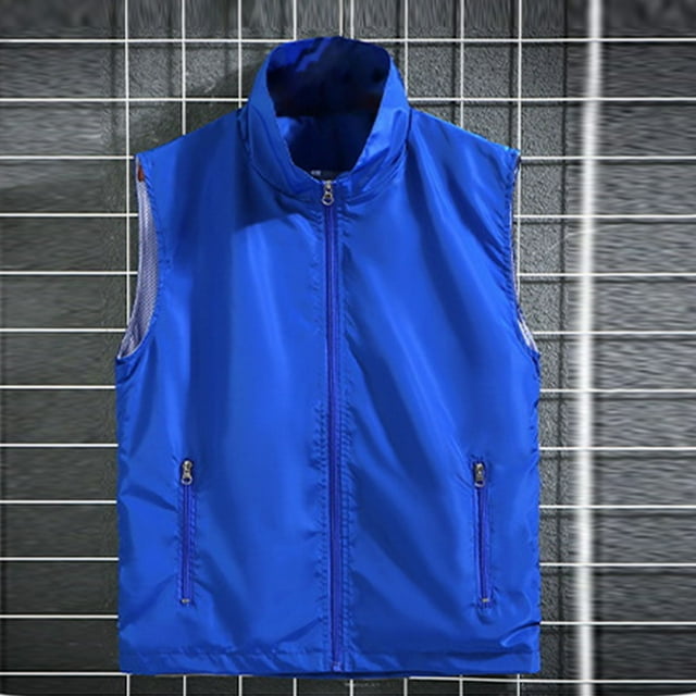 RKSTN Running Vest for Men Summer Breathable Mesh Lining Design Stylish Plus Size Solid Color V Neck Sleeveless Zipper Versatile Workout Golf Vest Jacket with Pockets