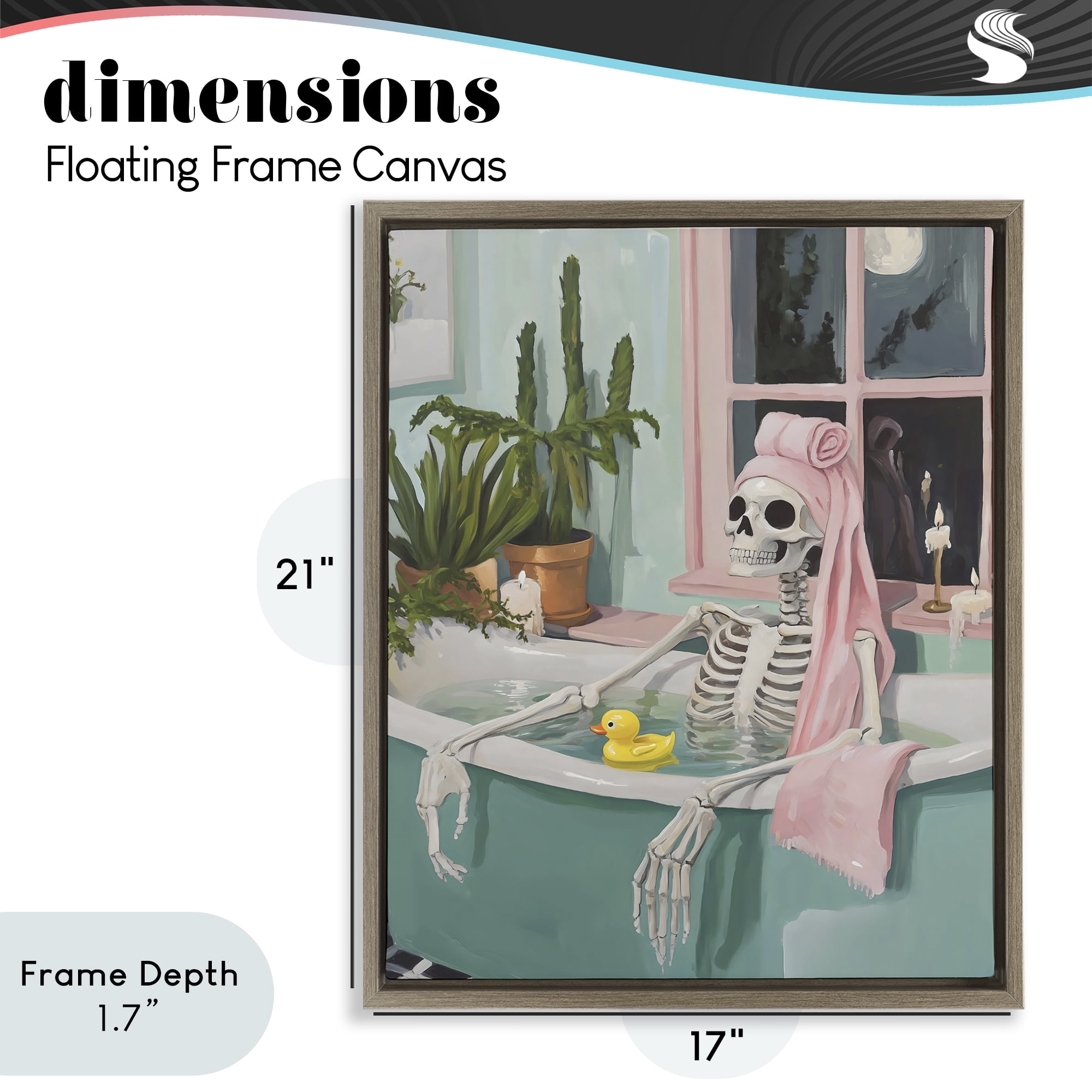 Stupell Industries Midnight Soak Skeleton Brown Framed Floater Canvas Wall Art, design by The Prints Vibe