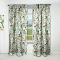 Designart 'Flowers With Green Leaves V' Floral Curtain Panel