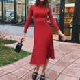 thumbnail image 3 of Robe Plissée pour Femmes Mode Femmes Robe Tricotée Unie Manches Longues Robe Plissée de Base, 3 of 8