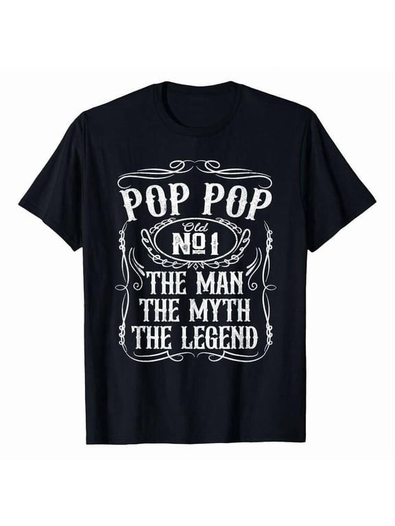 Pop Pop The Man The Myth The Legend Funny Fathers Day Gift T-Shirt Men's Casual, Short-Sleeve, Soft, Fitted, Comfortable, Lightweight, Breathable, Cotton Tee, Everyday Wear