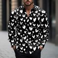 thumbnail image 2 of QATAINLAV Hawaiian Shirts for Men 2025 Valentines Day Long Sleeve Button Down Shirt Fashion Love Heart Printed Blouse Tops Party Gifts White XXL, 2 of 6