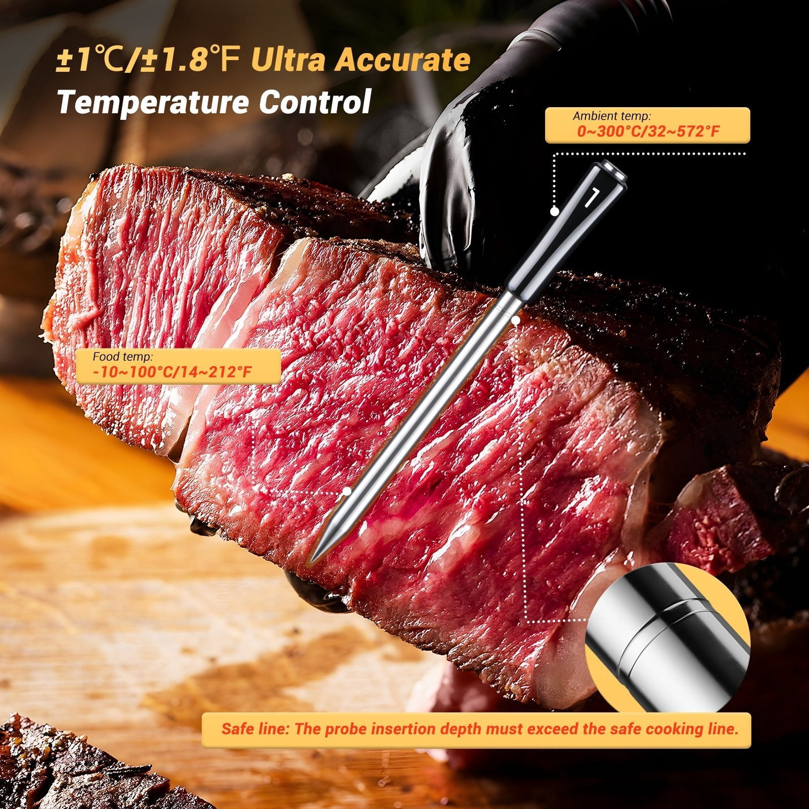 Father‘s Day INKBIRD WiFi & Bluetooth Meat Thermometer with 4 Probes Unlimited Range Dishwasher Waterproof Bluetooth Thermometer for iOS & Android