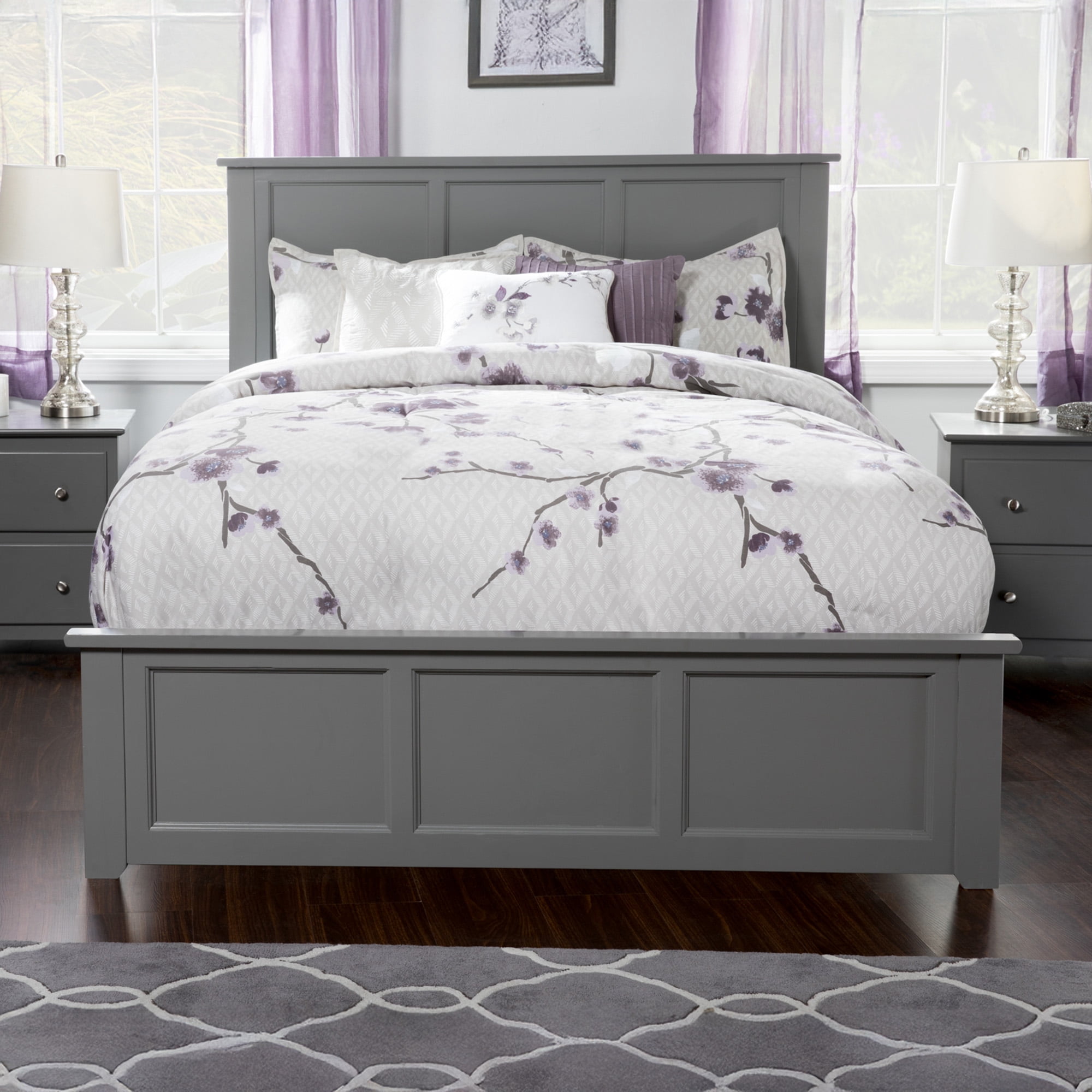 AFI Madison Queen Platform Bed with Matching Footboard and Storage Drawers, Grey