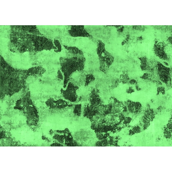 Ahgly Company Indoor Rectangle Abstract Emerald Green Modern Area Rugs, 4' x 6'