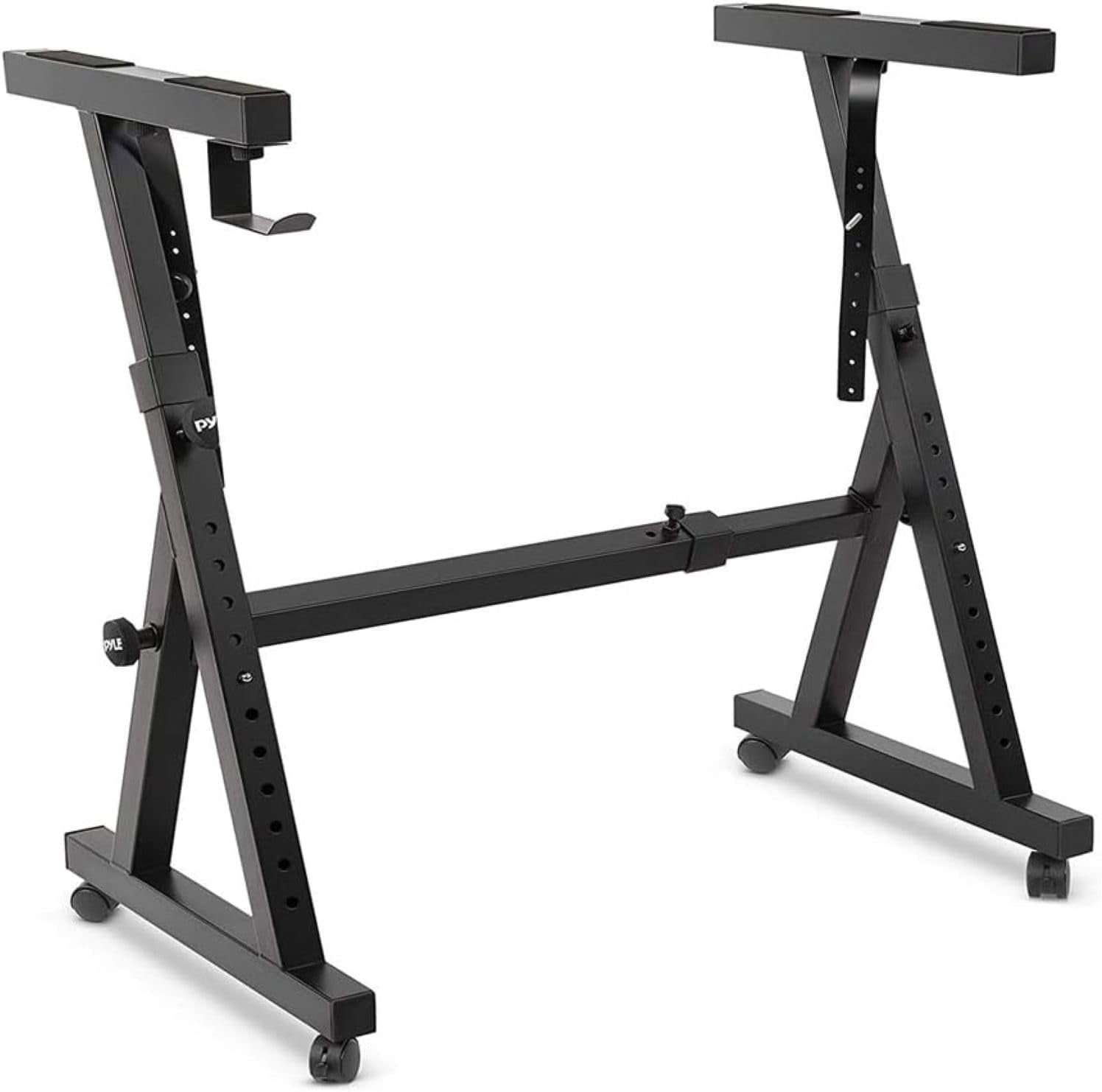 Universal Electronic Black Heavy-Duty Z Style Keyboard Organ Holder Rack Portable Piano Stand W/Adjustable Height and Width, Locking Wheels