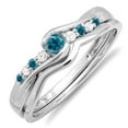 thumbnail image 1 of Dazzlingrock Collection 0.25 Carat (ctw) 18k Blue And White Diamond Bridal Promise Wedding Ring Set 1/4 CT, White Gold, Size 5.5, 1 of 1