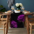 thumbnail image 2 of Purple Rose Table Runner - 108 Inch Long, Kitchen Dining Table Runner Dresser Scarves, Vintage Abstract Garden Flower Floral Black Farmhouse Decor for Coffee Tables Wedding Party Banquet, 2 of 8