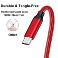 thumbnail image 2 of Cable USB tipo C Wosixima 3A de carga rápida, paquete de 3 m, rojo, 2 of 7