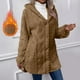 thumbnail image 1 of Chaquetas y abrigos casuales con capucha de manga larga para mujer, chaqueta cálida de invierno con capucha de manga larga, chaqueta de felpa con botones de color liso, blusa para mujer, 1 of 9