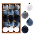 thumbnail image 2 of Exhoden 15pcs Velvet Christmas Ornaments Balls for Tree,Blue Shatterproof Christmas Ornaments for Xmas Decorations, Multicolor Royal Dusty Blue, Christmas Tree 8cm Velvet Ball, 2 of 5