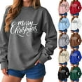 thumbnail image 4 of Jkety Holiday Sweaters for Women Christmas Merry Bright Crewneck Mens Womens Sweatshirt Dark Gray,S, 4 of 6