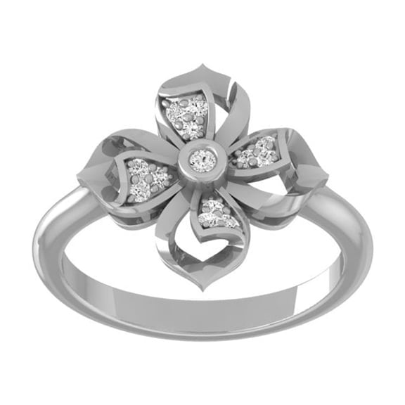 ARAIYA FINE JEWELRY 10K White Gold Round Diamond Fashion Band Ring (1/10 cttw, I2-I3 Clarity, I-J Color) Size 8