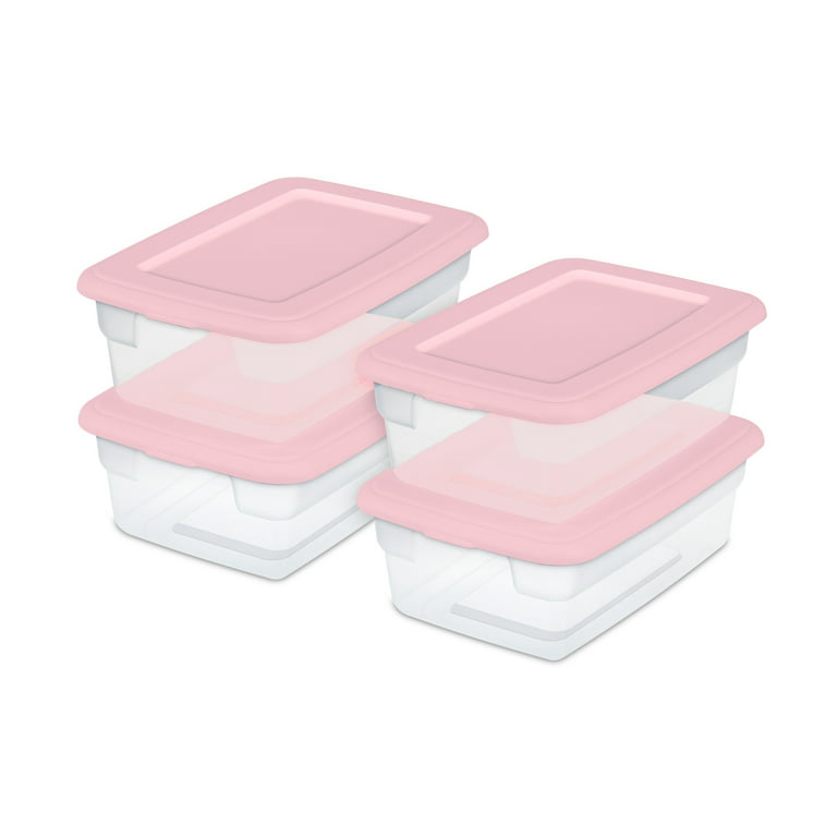 Blush Pink Medium Weave Plastic Storage Container, 13 x 10 x 5 Inches, Mardel