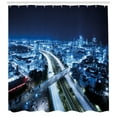 thumbnail image 3 of Ambesonne Travel Shower Curtain, Tel Aviv Modern, 69"Wx84"L, Dark Blue Pale Blue, 3 of 3