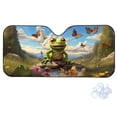 thumbnail image 2 of Xoenoiee Car Front Windshield Sunshade Reflective Sun Blocker UV Ray Visor Keep Car Interior Cool Universal Fits Sedans, SUVs, Truck, 57.1x27.4 inches, Forest Floral Frog Butterfly Print, 2 of 6
