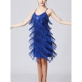 thumbnail image 5 of Doomiva Women's Sequins Tassel Dance 1920s Flapper Cocktail Party Dress Latin Ballroom Dance Dress RoyalBlue M, 5 of 6