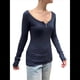 thumbnail image 1 of Tops Henley de Larga para Mujer para Otoño, Elegantes e Informales, Lindas Camisetas Básicas para Niñas en Invierno Azul Oscuro XL, 1 of 7
