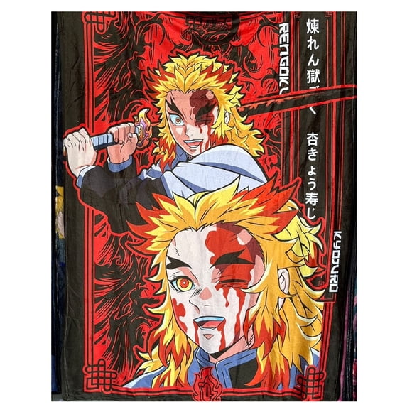 Exclusiva! Cobija Frazada Ultra Suave Demon Slayer Kimetsu no Yaiba Kyojuro Rengoku